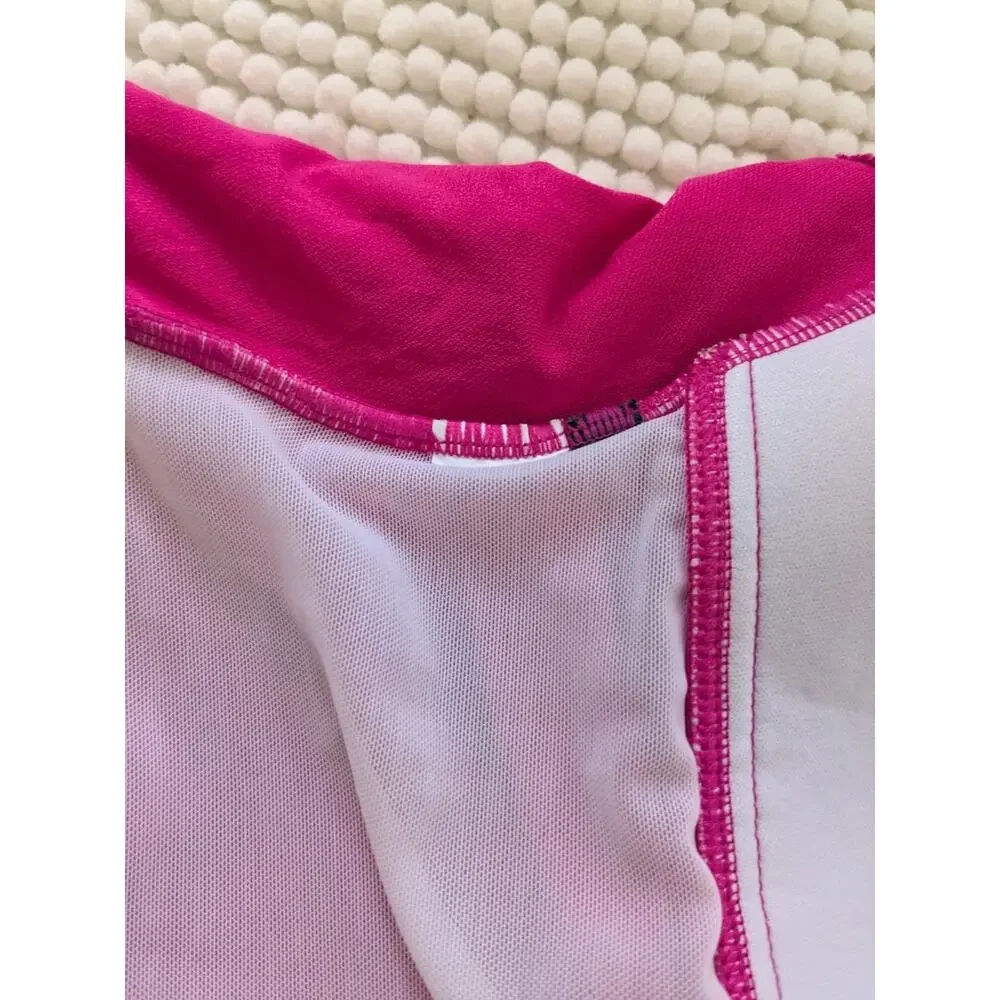 Lauren Ralph Women's One Piece Swimsuit Pink Beach Club Halter Tummy Control